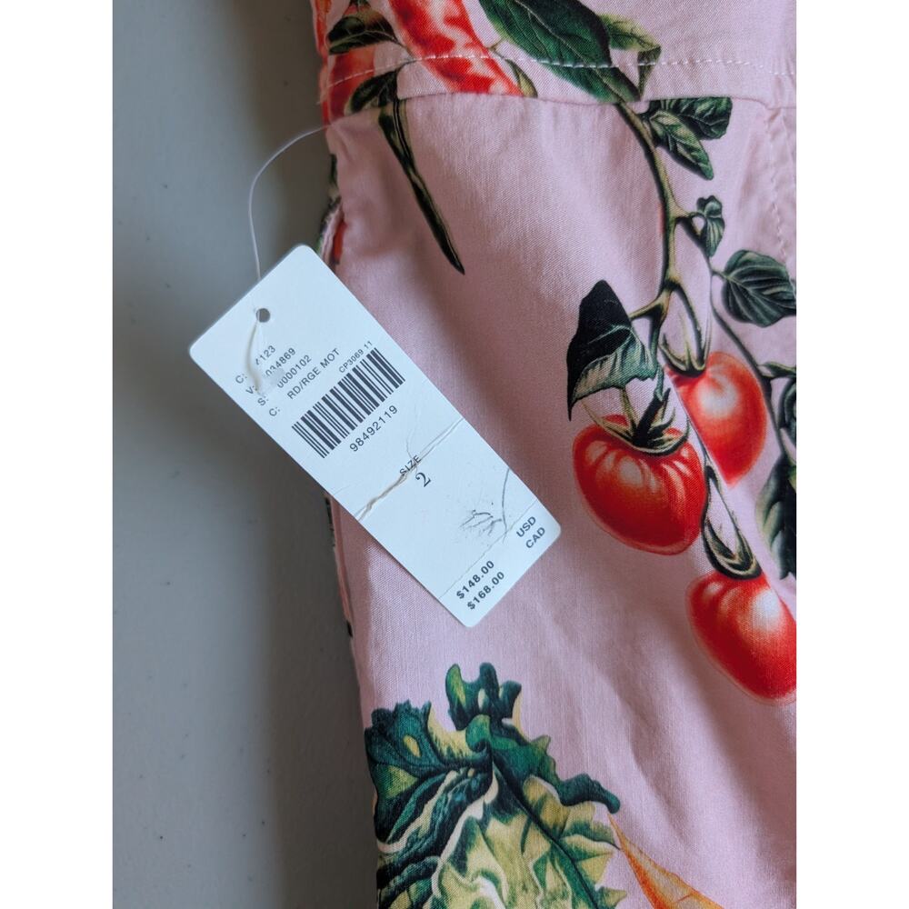 NWT Maeve High-Rise Veggie Print Crop Wide-Leg Pants Size 2 Pink #8G539 - Picture 6 of 10